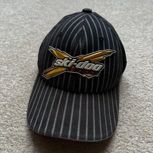 Ski-Doo Racing Striped Snapback Hat Sz L/XL‎ Winter Sports Vtg